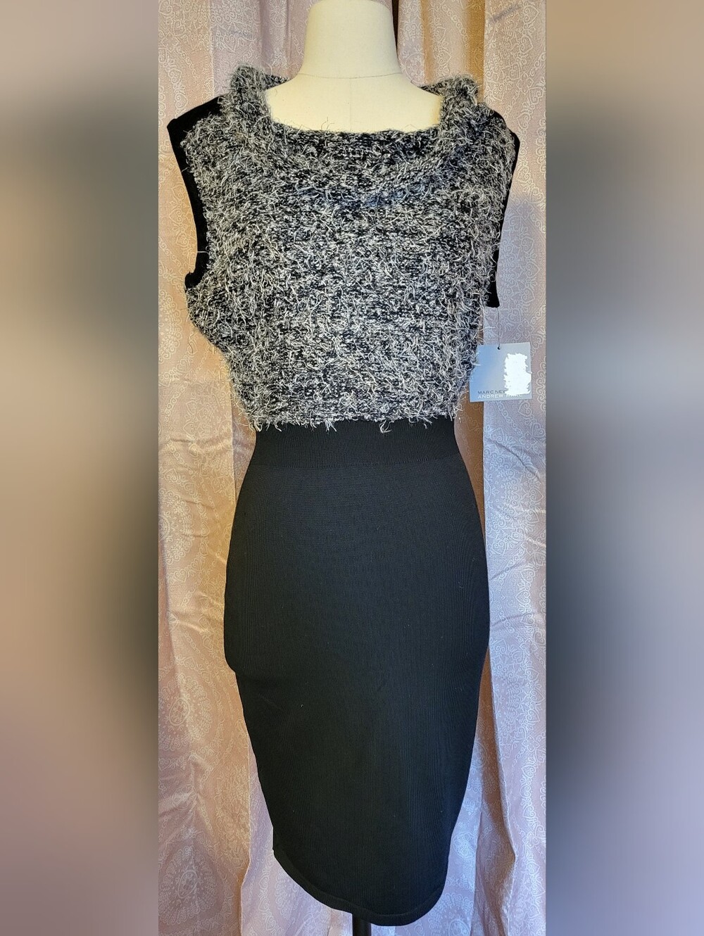 Andrew Marc Sleeveless Flocked Sweater Dress M NWT